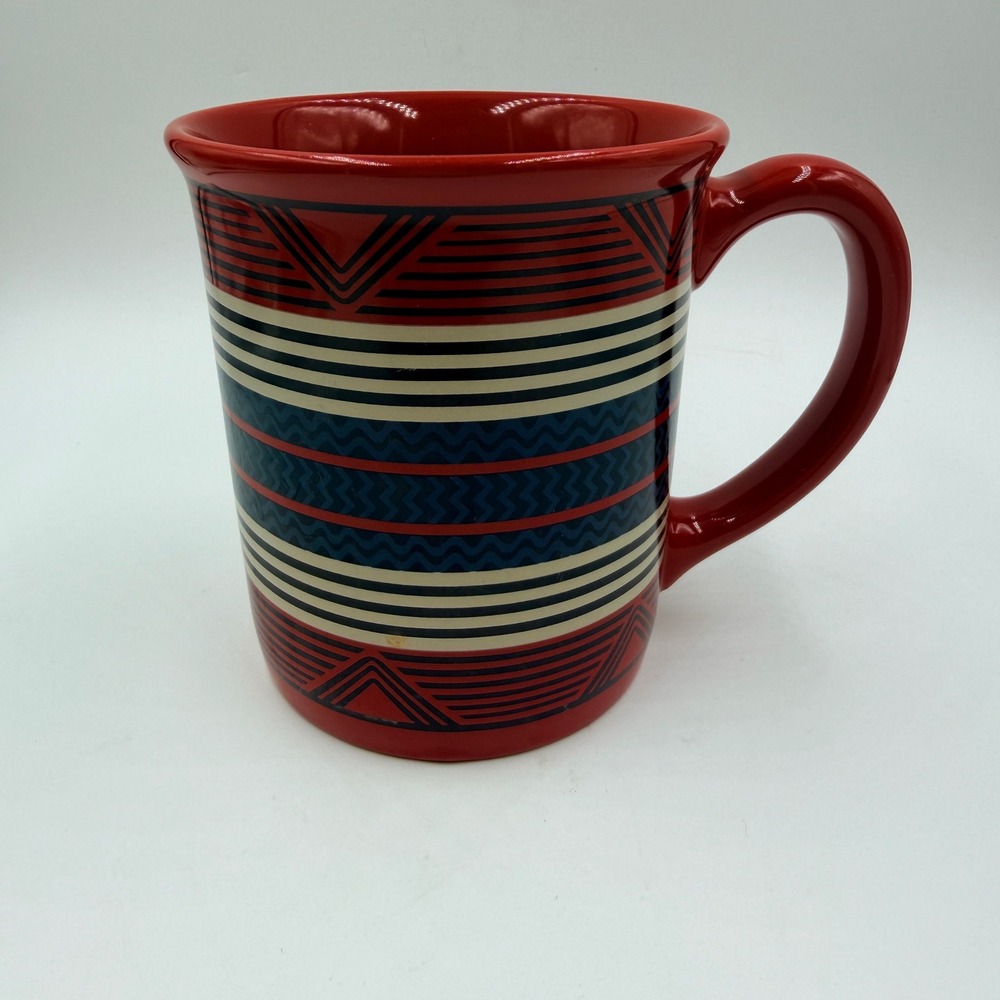 Pendleton Red Southwestern Geometric Stripe Ceramic Coffee Mug Dishwasher Safe